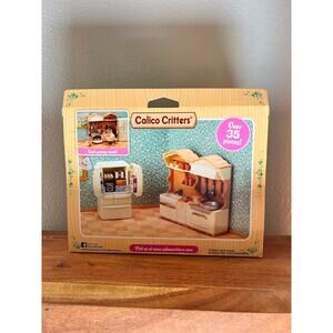 Calico Critters Kitchen and Fridge Set: Dollhouse Furniture with Accessories